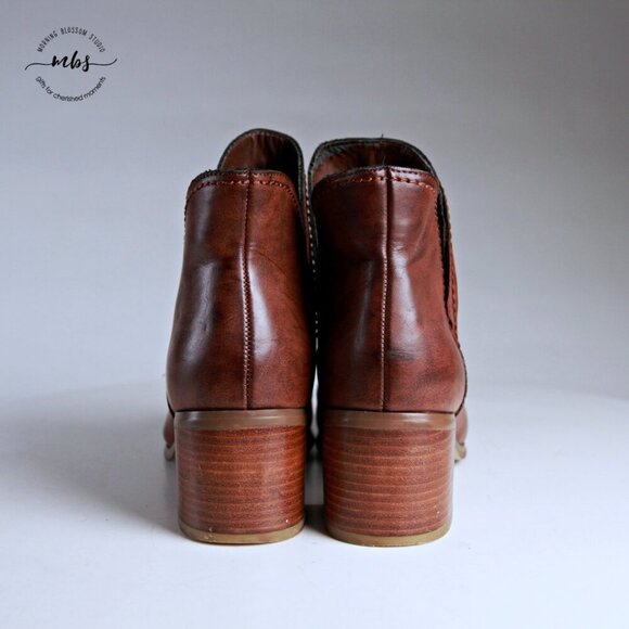 Steve Madden Johan Faux Leather Ankle Booties Brown Women 10 - Picture 6 of 13